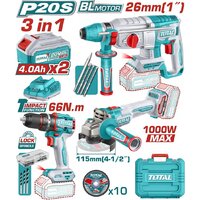 Total TOSLI241198 (шуруповерт, болгарка, перфоратор, 1 АКБ)