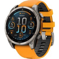 Garmin Fenix 8 Sapphire, Titanium 47мм (светло-серый, оранжевый силиконовый ремешок)