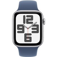 Apple Watch SE 2 44 мм (алюминиевый корпус, серебристый/синий деним, спортивный силиконовый ремешок M/L) Image #2