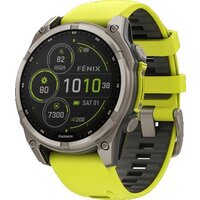 Garmin Fenix 8 Solar, Sapphire 47мм (титановый серый с желтым ремешком)
