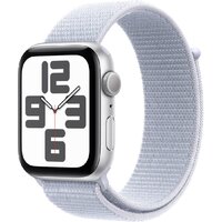 Apple Watch SE 2 44 мм (алюминиевый корпус, серебристый/голубой, нейлоновый ремешок)