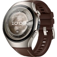 Huawei Watch 5 46 мм (титановый, с коричневым силиконовым ремешком, международная версия) Image #1