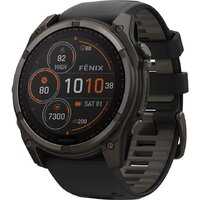 Garmin Fenix 8 Solar, Sapphire 51мм (титановый угольно-серый с DLC-покрытием и черным ремешком)