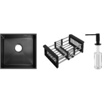 Schtoff Undermount Best Decor Black 4545 + коландер KR-1 BLACK+ дозатор SD-1 BLACK