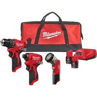 Milwaukee M12 BLPP3A-202B 4933499694 (шуруповерт, винтоверт, фонарь, 2 АКБ, сумка)