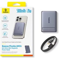 Baseus PicoGo AM31 Mini Magnetic Power Bank with Stand 20W 5000mAh (серый) Image #8