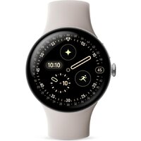 Google Pixel Watch 4 45 мм (глянцевый серебристый/фарфор, спортивный силиконовый ремешок) Image #3