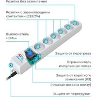 Pilot S (7 м, 6 розеток, белый) Image #6