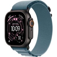 Apple Watch Ultra 3 LTE 49 мм (титановый корпус, черный/голубой, текстильный ремешок размера S)