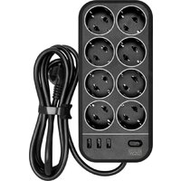 Powercom SP-08 USB03AB (1.8 м, 8 розеток, черный)