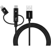 Momax DX1D OneLink 3-in-1 USB Type-A - Lightning/microUSB/USB Type-C (1 м, черный)