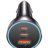 Baseus Golden Contactor Pro Triple Fast Charger Car Charger 65W CGJP010013 (темно-серый)